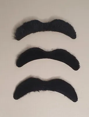 3x Kids Small Black Stick On False Novelty Moustaches Fancy Dress World Book Day • £1.95