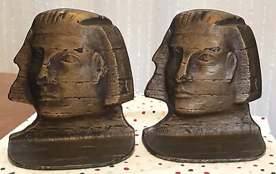 Cast Iron Sphinx Face Bookends D.A.L. Ca. 1925 • $79