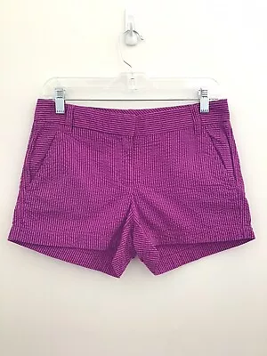 J Crew Purple Stripe Seersucker Size 0 Shorts Cotton Women • $16.98