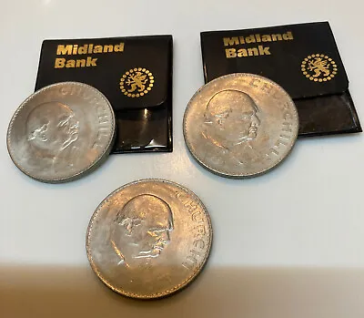 Winston Churchill Crown Coins 1965 - 2 In Midland Bank Original Pouch - 3 Coins • £3.50