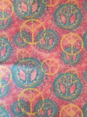 Wtw Fabric Traditions 2009 Vintage Retro Mod Peace Sign Tie Dye Hippie Boho Bty • $14.99