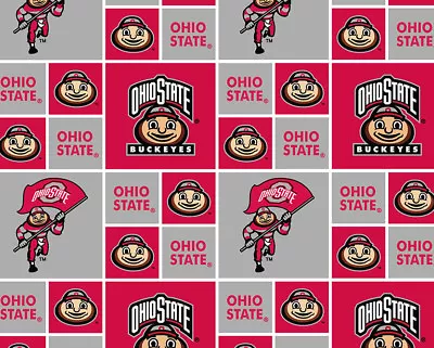 Cotton Ohio State University Buckeyes Brutus College Cotton Fabric Print D351.01 • $12.95