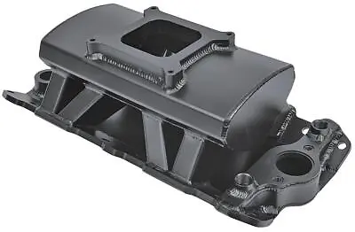 Intake Manifold Single Carburetor Tunnel Ram Fabricated Alum. Black Chevy SBC Ea • $413.99