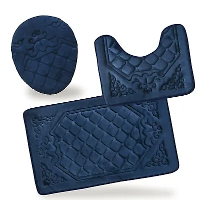 All American Collection 3 PC Memory Foam Bath Mats Soft Plush Crown Design  • $21.49