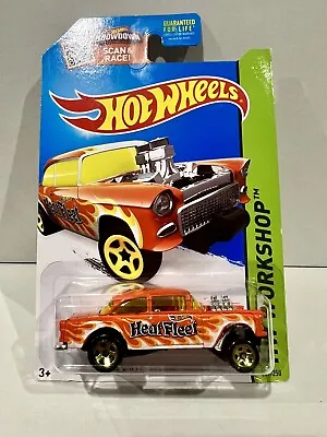 Hot Wheels 2015 Heat Fleet #207 '55 Chevy Bel Air Gasser Orange - Long Card • $39.95