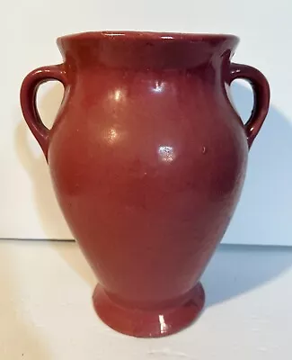 Zanesville Stoneware Matte Rose Handled Vase 12  Arts & Crafts Pottery Jar 4VH • $49.99