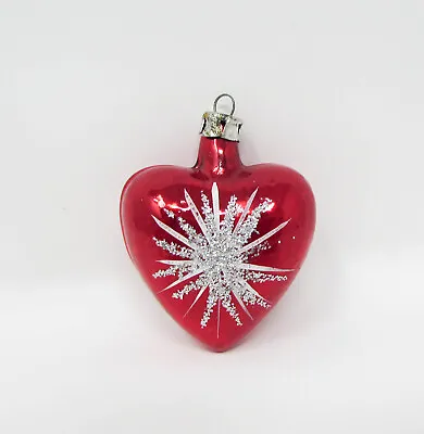 VTG Mini Mercury Glass Heart With Starburst Christmas Ornament ~ Poland ~ 2  • $12.60