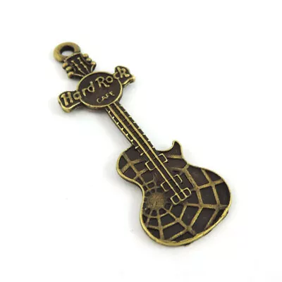 6 Retro Bronze Guitar Charm Alloy Pendant Musical Necklace Jewelry Craft 62*21mm • $6.64