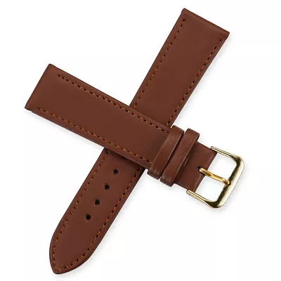£3.50 • Buy Value Mens Brown Genuine Leather Watch Strap Band 18mm 20mm 22mm Replacement New