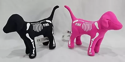 Victoria's Secret PINK Mini Dog 6  Skeleton Black And Pink Halloween Plush Set • $20