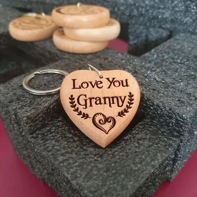 Keyring Grandpa Grandad Grandma Nanna Nanny Granny Wooden Keychain Gift • £6.99