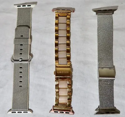 Lot Of 3 Fashionable Apple Watch Bands Woven Nylon Gold/pink & Silver Mesh • $4.99