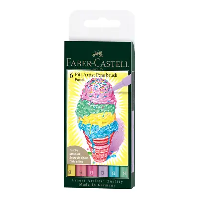 Faber Castell 6 Pitt Artist Brush Pens Pastel Set Of 6 Colours • £11.99