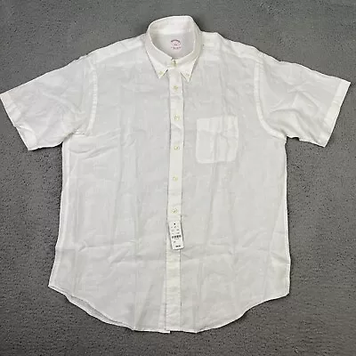 Brooks Brothers Linen Shirt Mens Large White Short Sleeve Casual Button Up • $29.99