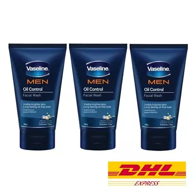 X3 Vaseline MEN Face Wash Oil Control Visibly Fairer Skin With Glacial Clay 100g • £32.36