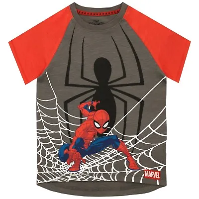 £11.99 • Buy Spider-Man T-Shirt Kids Boys Toddler Teens 2-12 Short Sleeve Top Tee Grey Red