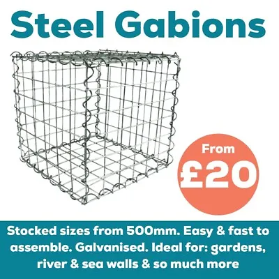 Galvanize Steel Gabion Baskets For Retaining Walls & Multiple Sizes Available • £20