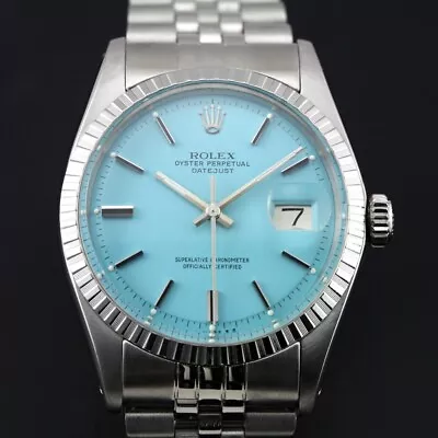 $4900 • Buy Rolex Oyster Perpetual Datejust 1603 Cal 1570  Ice Blue Dial  Automatic Watch