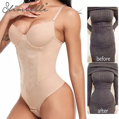 Women's Bodysuit Built-in Bra Shapewear Tummy Control Full Body Shaper Underwear • £17.79