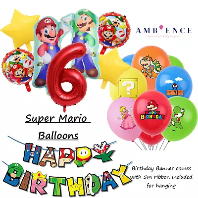 Super Mario Balloons Birthday Party Luigi Balloon Decorations Packs Gamer Switch • $9.69