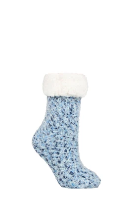 £10.99 • Buy ELLE Ladies Comfy Popcorn Feather Slipper Socks With Sherpa Lining - 1 Pair Pack