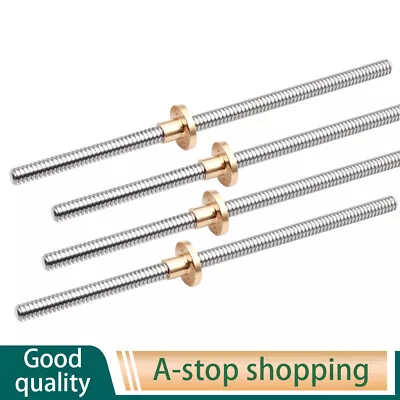 Stainless Steel T8-T36 Left-hand Threaded Rod Trapezoidal Lead Screw Brass Nut • $6.37