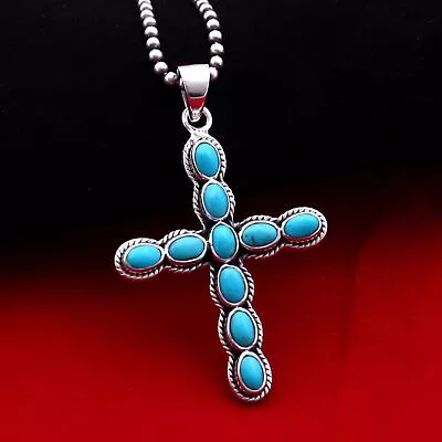 Mexican Turquoise Cross Pendant: A Timeless Christmas Gift Of Faith And Beauty • £47.21