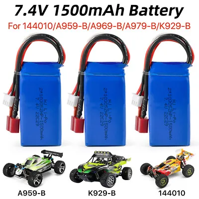 WLtoys 144010 7.4V 1500mAh Lipo Battery For WLtoys A959-B/A969-B/A979-B 144001 • £12.24