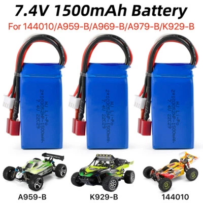 WLtoys 144010 7.4V 1500mAh Lipo Battery For WLtoys A959-B/A969-B/A979-B 144001 • £12.24