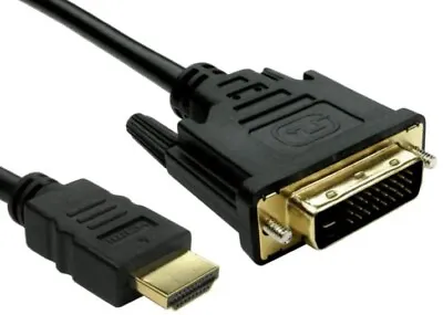 DVI To HDMI Cable PC To Monitor DVI-D PC Laptop To TV Adapter Converter Lead • £0.99