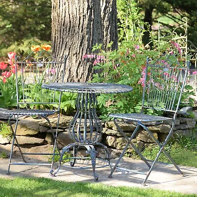 Three Piece Metal Bistro Set With 2 Folding Chairs And Round Table Color Option • $399.95