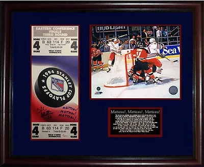 Stephane Matteau JSA Signed Inscribed Framed Blown Up 6x14 Mini Mega Ticket 1994 • $199.95