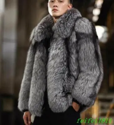 Winter Men's Short Jackets Casual Long Sleeve Faux Fur Coats Parka Business Work • $80.98