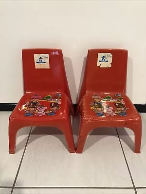 Vintage 1970’s/80’s Retro Children’s Toddlers Plastic Red Chairs W/ Pictures • $70