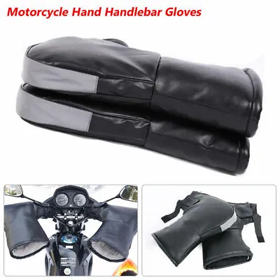 Motorcycle Handlebar Gloves Hand Fur Muffs Winter Thermal Warm Mitts Windproof • $34.39