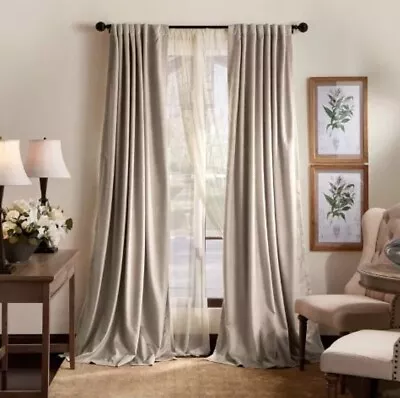 Martha Stewart Lucca Velvet Blackout Curtain Panels - Linen (Tan) 95  L  PAIR • $54