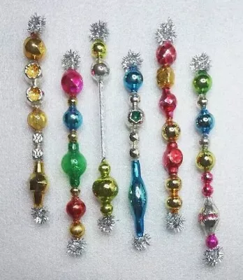 ✨️🎅🤶 6 Vtg Mercury Glass Garland Icicle Bead Christmas Tree Ornaments 4 +  • $25