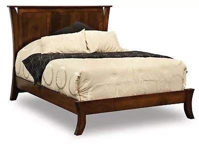 Amish Modern Bed Curved Posts Low Foot Board Solid Wood King Queen • $1399