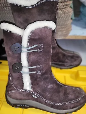 Womens Merrell Yara Chestnut Brown Waterproof Polartec Primaloft Snow Boots US 7 • $45