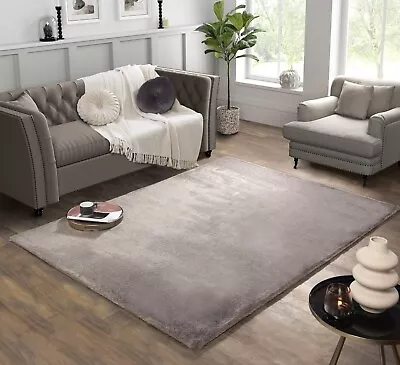 Tipped Luxe Fur Silky Rug Living Room Bedroom Modern Plain Soft Fluffy Rug • £29.95