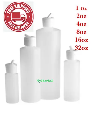 Empty Plastic Cylinder Bottle Flip Top Pour Spout HDPE 1oz To 32oz Free Shipping • $6.50