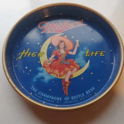 Vintage 50s Miller High Life Beer Tray With Girl On The Moon  Swinging - Nice • $45