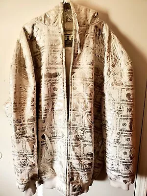 White/Silver Men's Winter Money Monogram Jacket 3XL New • $59