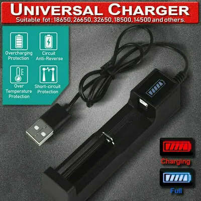 Li-ion Battery Charger Universal USB Battery Charger W/ LED Indicator 3.7V-4.2V • £2.39