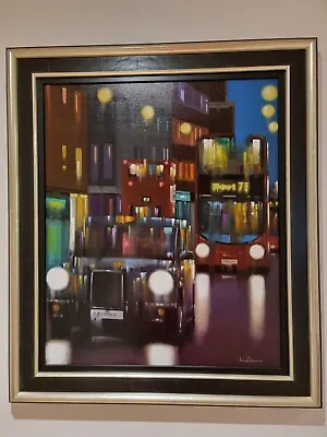 Neil Dawson - London Street Lights -  Original Oil On Canvas - Bus No 73 And Cab • £750
