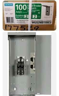 $95 • Buy Siemens W0202MB1100CU EQ 100-Amp 2-Spaces 2-Cir Outdoor Main Breaker Load Center
