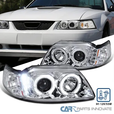 Fits 1999-2004 Ford Mustang LED Halo Projector Headlights Head Lamps Left+Right • $115.95