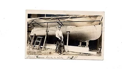 Rppc -   Verro Corrie  Posing With New Boat  Detroit  Michigan 1908 • $3