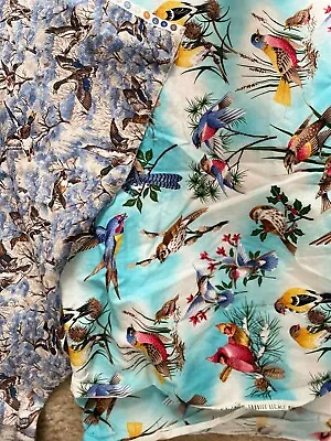 2 Pieces Fabric Cloth Birds Michael Miller 36  X 39  & Mallard Ducks 13  X 42  • $8