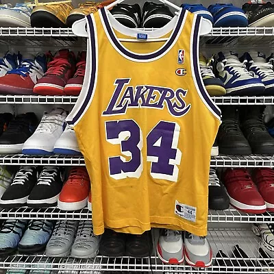 Vintage 90s Shaquille O'Neal #34 Los Angeles Lakers Champion Jersey Mens Size 44 • $45